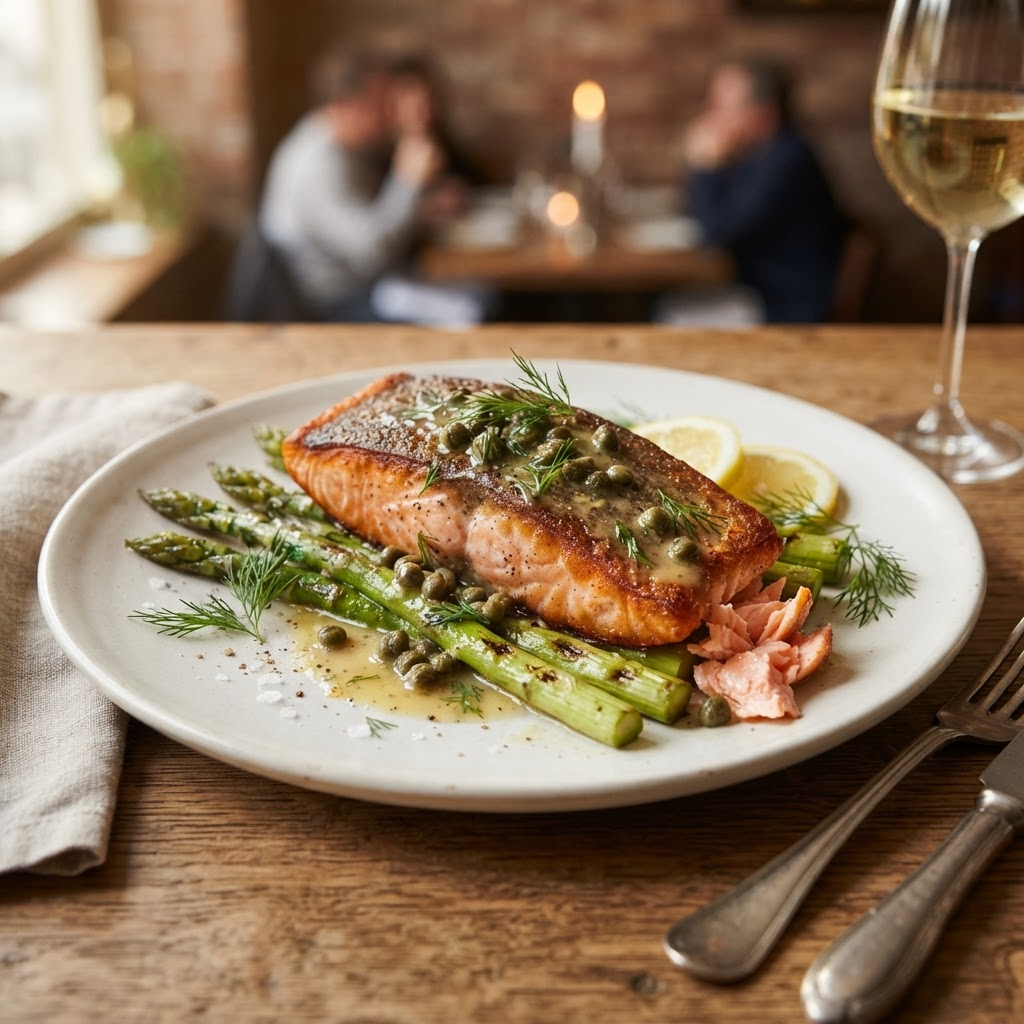 Gebratener Lachs mit Zitronenbutter